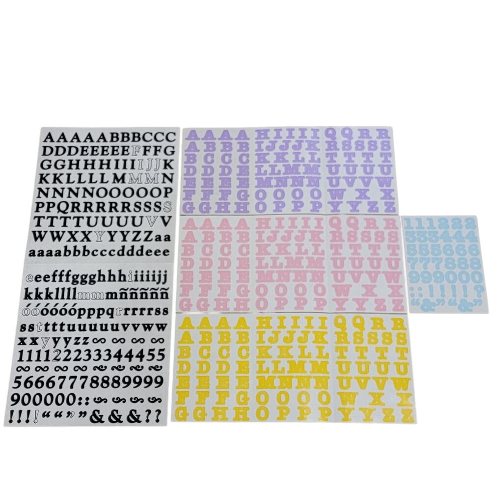 VTG Y2K Creative Memories ABC 123 Stickers 5 Sheets Black Pastel Scrapbooking‎